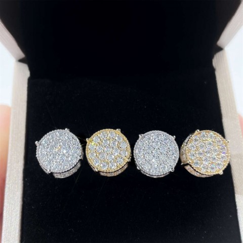 Ready To Ship Men's 10K Gold Plated VVS Moissanite Stud Earrings