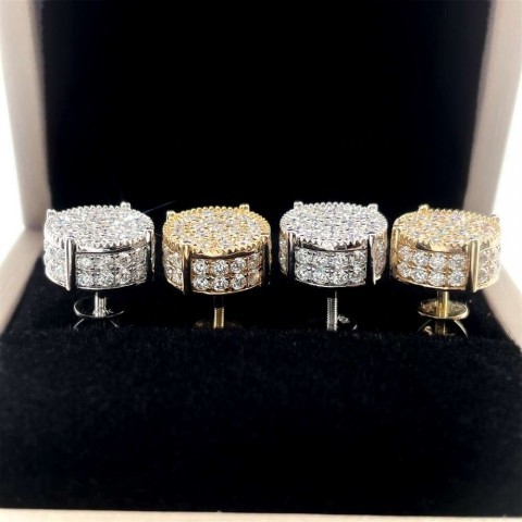 Ready To Ship Men's 10K Gold Plated VVS Moissanite Stud Earrings