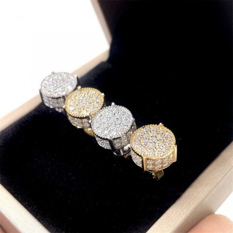 Ready To Ship Men's 10K Gold Plated VVS Moissanite Stud Earrings