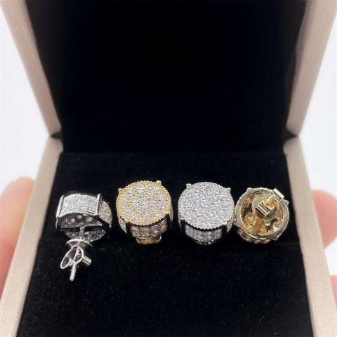Ready To Ship Men's 10K Gold Plated VVS Moissanite Stud Earrings