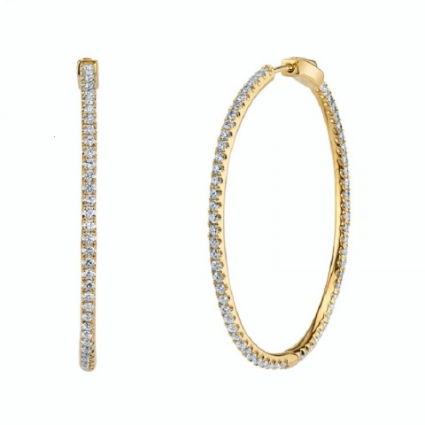 50MM Big CZ Huggie Hoop Earrings for Women - Iced Out Bohemian Fashion Jewelry