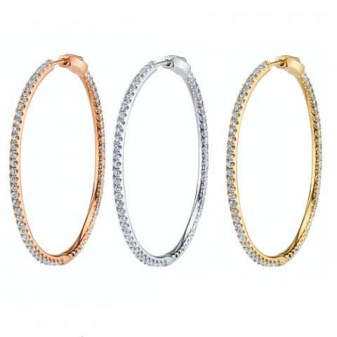 50MM Big CZ Huggie Hoop Earrings for Women - Iced Out Bohemian Fashion Jewelry