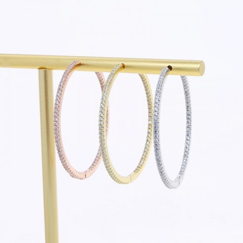 50MM Big CZ Huggie Hoop Earrings for Women - Iced Out Bohemian Fashion Jewelry
