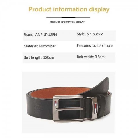 High Quality Golden Alloy Square Buckle Men's PU Leather Belt for Fashion Retro Jeans