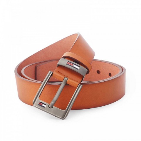 High Quality Golden Alloy Square Buckle Men's PU Leather Belt for Fashion Retro Jeans