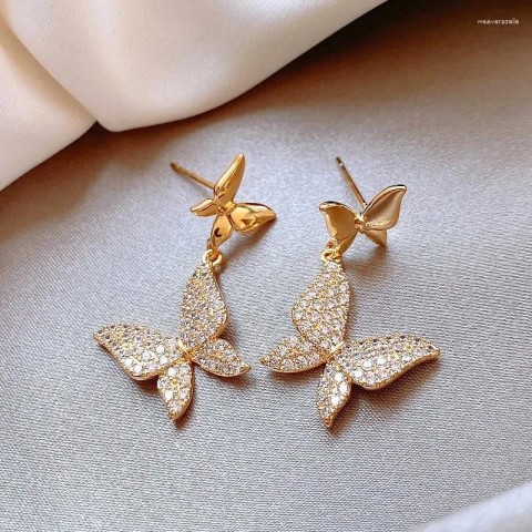 Dazzling Gold Butterfly Earrings for Ladies