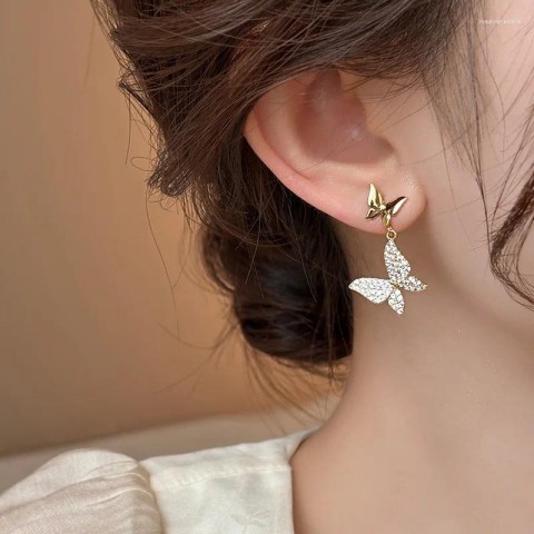 Dazzling Gold Butterfly Earrings for Ladies