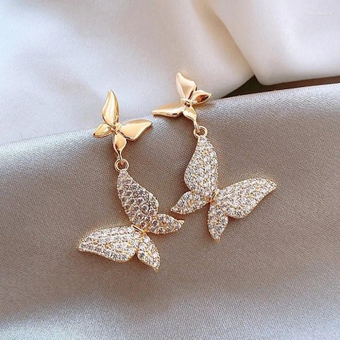 Dazzling Gold Butterfly Earrings for Ladies