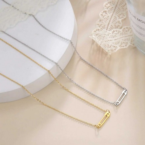 Skyrim Inspired Stainless Steel Paper Clip Pendant Necklace for Women