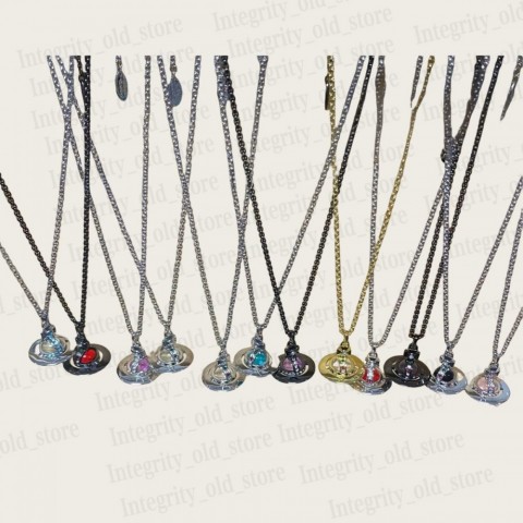 Vivienenns Westwood Women's Colorful Saturn Moissanite Necklace in 925 Silver & 18K Gold