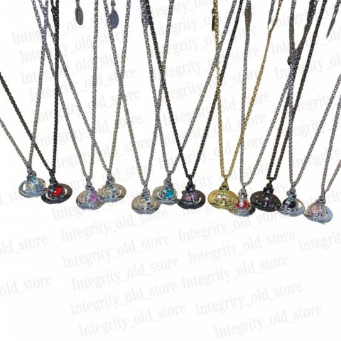 Vivienenns Westwood Women's Colorful Saturn Moissanite Necklace in 925 Silver & 18K Gold
