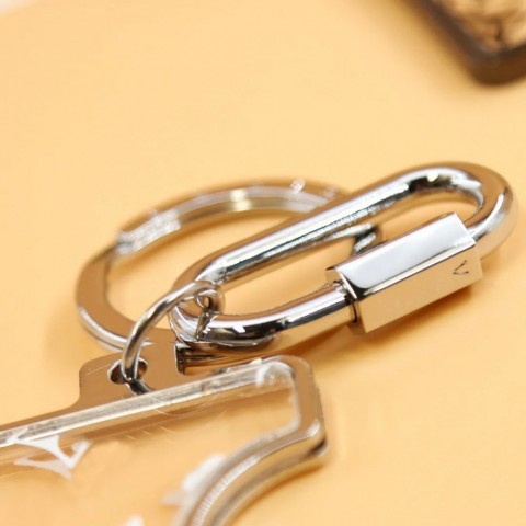 Luxury Silver Plated Men's Monogram Prism ID Holder Keychain