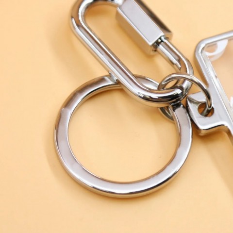Luxury Silver Plated Men's Monogram Prism ID Holder Keychain