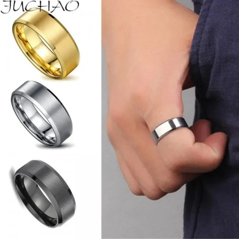 JUCHAO Men's Classic Black Wedding Band Ring - Cowboy Style Mood Tracker