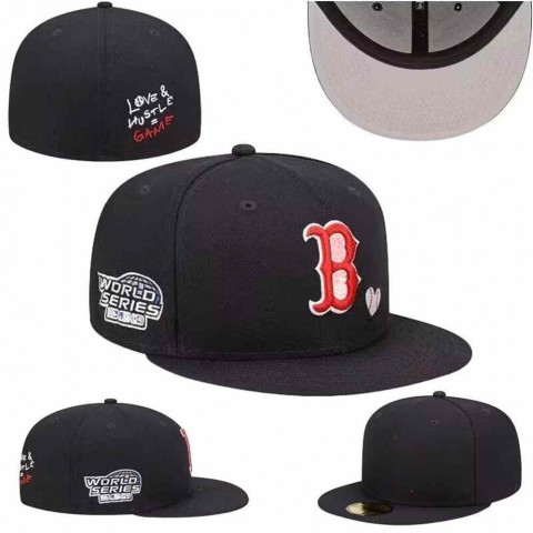 New C-8 Unisex Fitted Baseball Caps with Navy Blue Visor and Custom Letter Embroidery