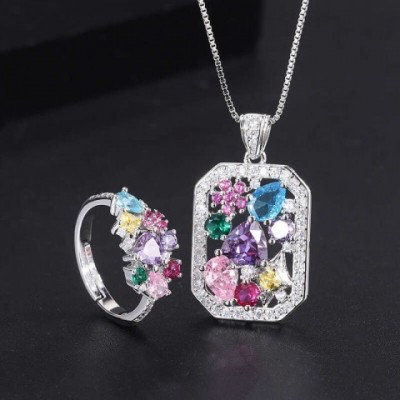 Colorful Tourmaline Necklace Jewelry, Elegant Women's Pendant, Palace Style Treasure Jewelry