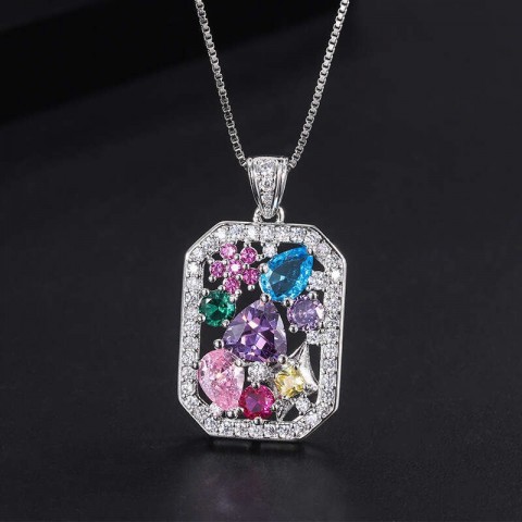 Colorful Tourmaline Necklace Jewelry, Elegant Women's Pendant, Palace Style Treasure Jewelry