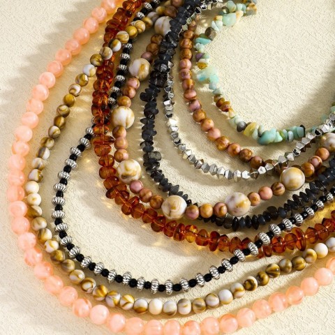 Vintage Handmade Resin Beaded Necklace for Bohemian Women