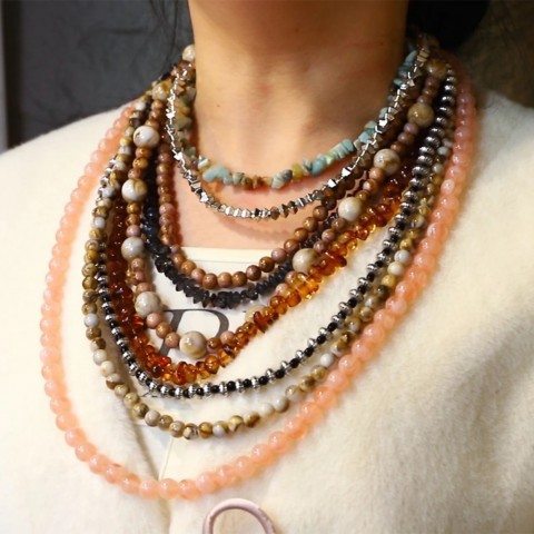 Vintage Handmade Resin Beaded Necklace for Bohemian Women