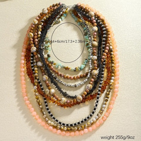 Vintage Handmade Resin Beaded Necklace for Bohemian Women