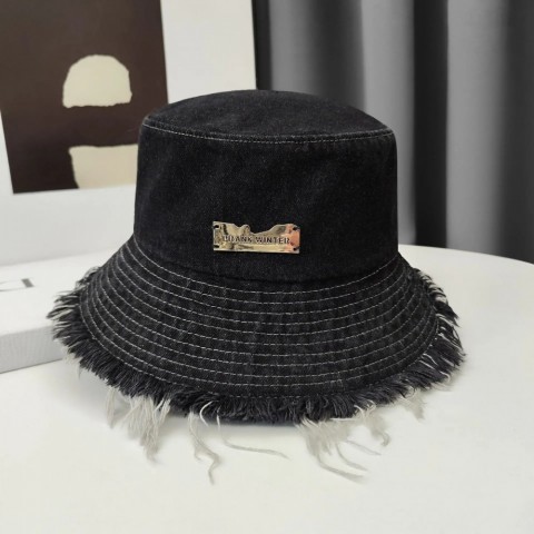 Womens Wide Brim Silk Bucket Hat - Fashionable Denim Tassel Panama Hat 250311