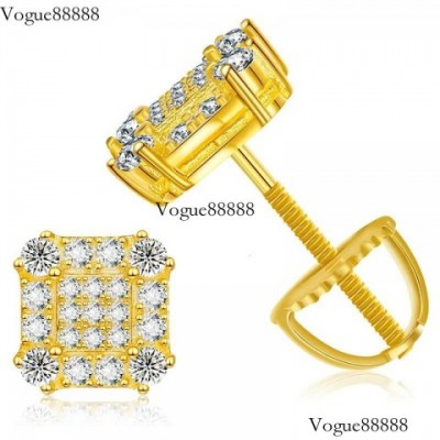 2023 Trendy Moissanite Square Stud Earrings for Women - Rhodium Plated Stainless Steel
