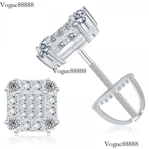 2023 Trendy Moissanite Square Stud Earrings for Women - Rhodium Plated Stainless Steel