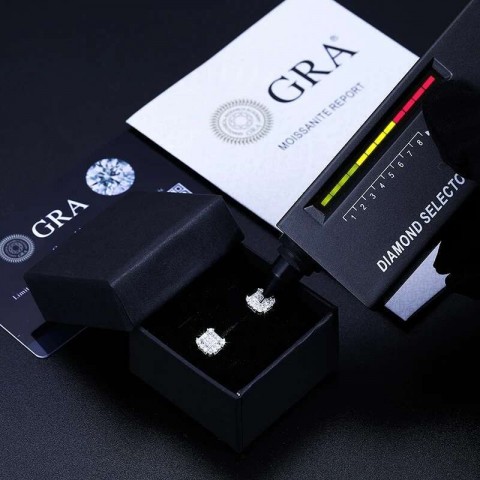 2023 Trendy Moissanite Square Stud Earrings for Women - Rhodium Plated Stainless Steel