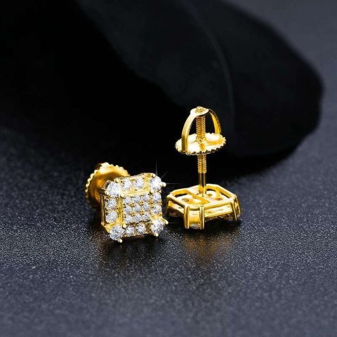 2023 Trendy Moissanite Square Stud Earrings for Women - Rhodium Plated Stainless Steel