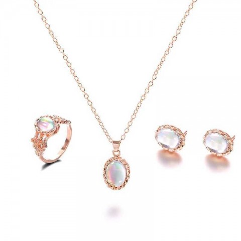 Elegant Opal Jewelry Set with Bracelet & Necklace for Women