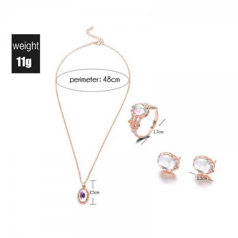 Elegant Opal Jewelry Set with Bracelet & Necklace for Women