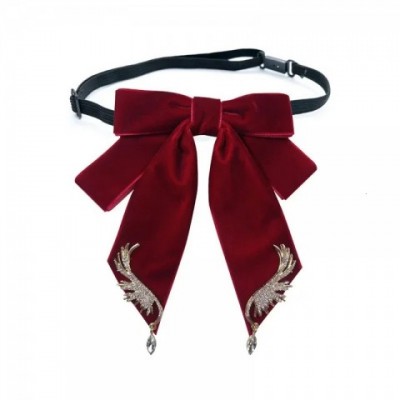 Womens Lavender Velvet Bow Brooch - Retro Wing Crystal Necklace for Wedding