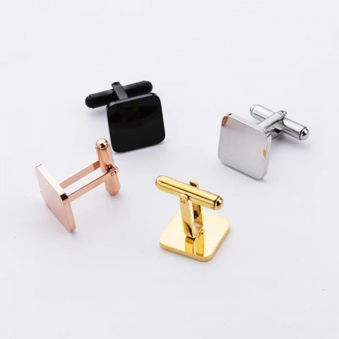 Stainless Steel Square Cufflinks, 10 Pieces per Batch, Mirror Polished, High-Quality, Classic Style Men's Jewelry