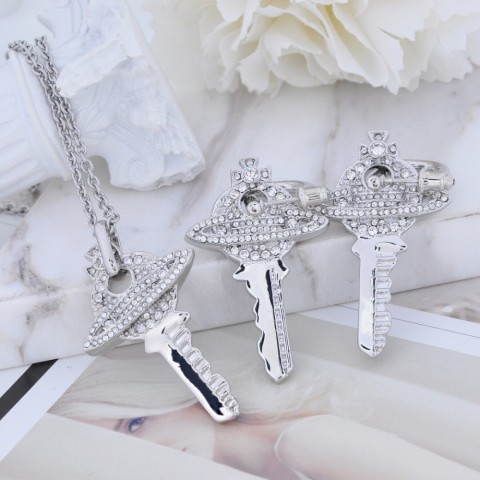 Viviennen Wests High-Quality Full Diamond Key Earrings for Women