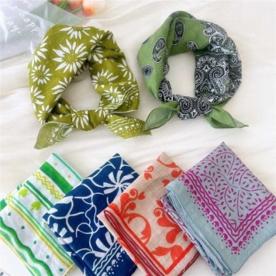 Luxury Cotton Linen Scarves for Women - Soft Floral Print Pashmina Square Scarves