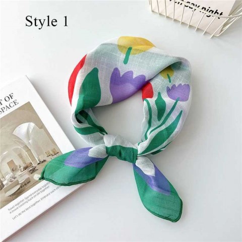 Luxury Cotton Linen Scarves for Women - Soft Floral Print Pashmina Square Scarves