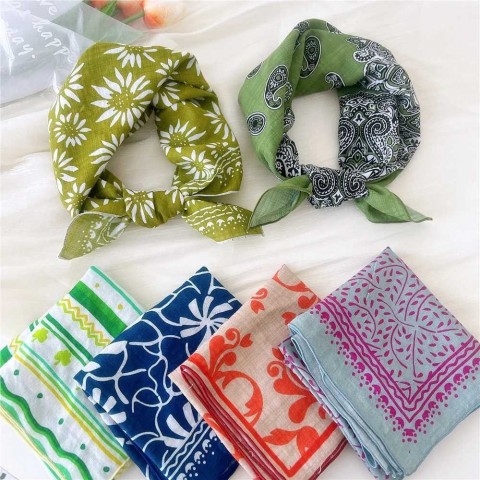 Luxury Cotton Linen Scarves for Women - Soft Floral Print Pashmina Square Scarves
