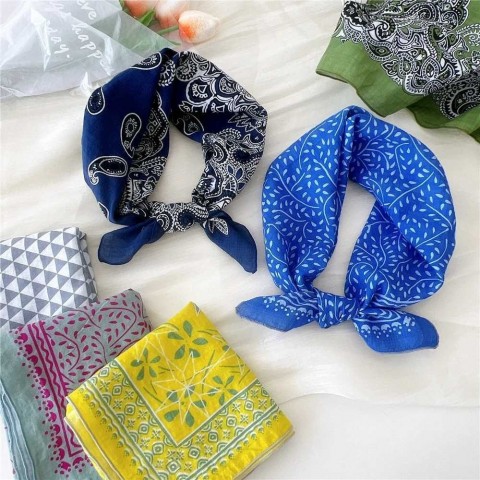 Luxury Cotton Linen Scarves for Women - Soft Floral Print Pashmina Square Scarves