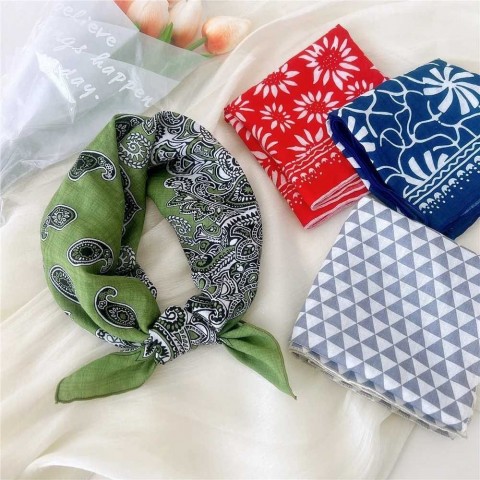 Luxury Cotton Linen Scarves for Women - Soft Floral Print Pashmina Square Scarves