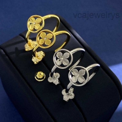 Luxury Hoop u0026 Huggie Anti Allergy Brass C-shaped Earrings with Four Leaf Clover Design