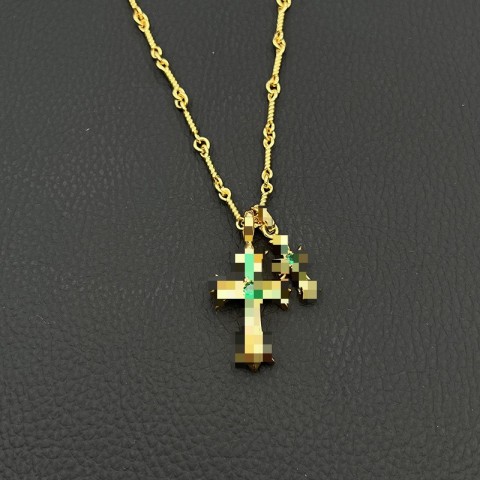 Elegant Designer Titanium Plated Double Cross Pendant Necklaces for Unisex
