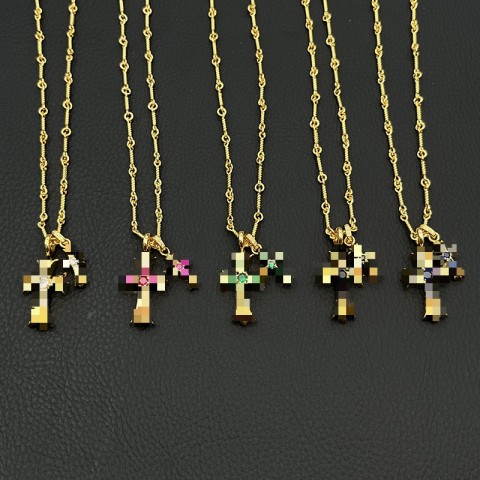 Elegant Designer Titanium Plated Double Cross Pendant Necklaces for Unisex