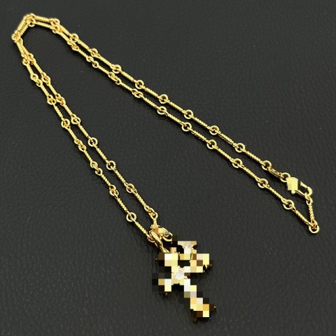 Elegant Designer Titanium Plated Double Cross Pendant Necklaces for Unisex