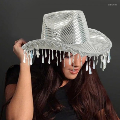 M7DD Silver Reflective Beret Hat - Unisex Multifunction Cowboy Hats for Carnivals