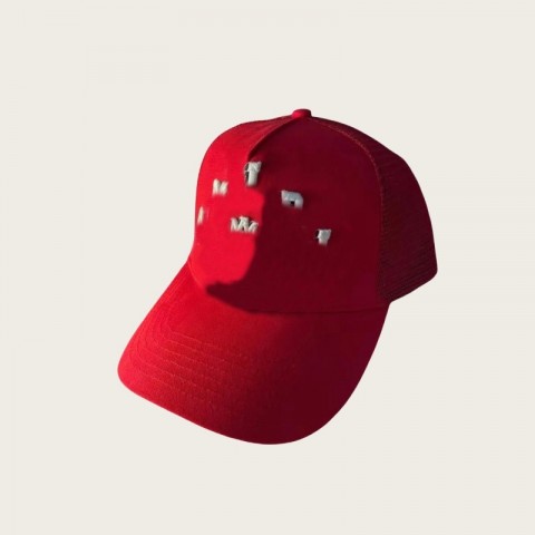 Fa0158 Solid Red Classic Design Embroidered Trucker Hat for Men