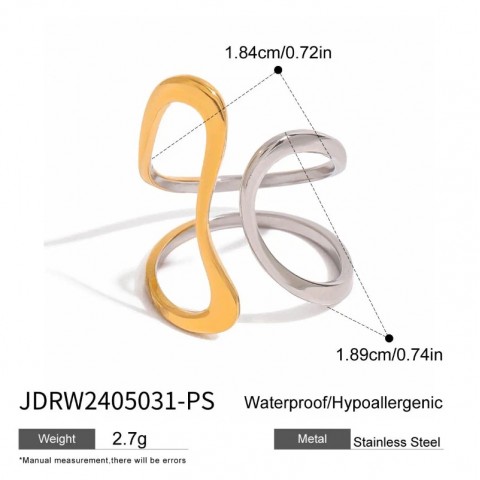 Cluster Rings Bridal Set Minimalist Two-Tone Stainless Steel Ring for Women's Party Accessories