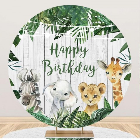 Jungle Adventure Baby Shower Elastic Backdrop - Elephant Safari Photography Background