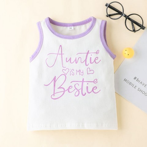Super Cute Infants Letter Print Clothing Set - Sleeveless Top & Bear Shorts 2PC for Boys & Girls 70-100cm