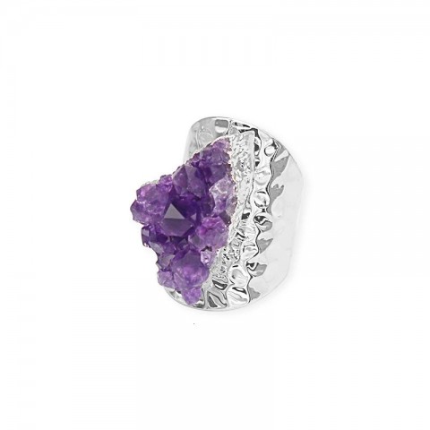 Irregular Amethyst Cluster Ring by Wedding Bands for Women, Purple Gemstone Cowboy Style