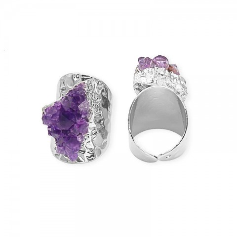 Irregular Amethyst Cluster Ring by Wedding Bands for Women, Purple Gemstone Cowboy Style